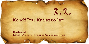 Koháry Krisztofer névjegykártya